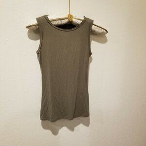 Siste's Womens Round Neck Tank Top S/M Solid Taupe Sleeveless Casual Italy Made